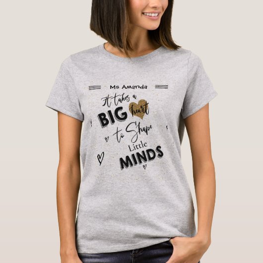 Schwarz-weißes Zitat Lehrer Bewertung Herzname T-Shirt (Vorderseite)