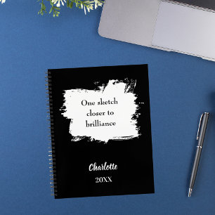 Schwarz-weißes Zitat zu Sketchbook-Inspiration Notizblock