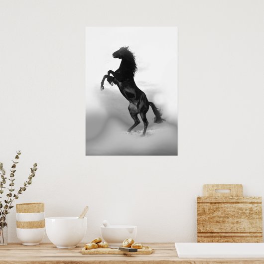 Schwarz-weißes Zuchtpferd Poster (Küche)