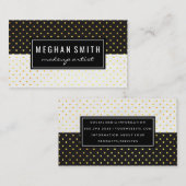 Schwarz-weißes Zwei-Tone-Polka-Dot-Muster Visitenkarte (Vorne/Hinten)