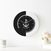 Schwarz/WeißGeometrisches Design mit Ankervorricht Große Wanduhr (Zuhause)