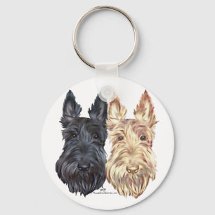 Schwarz & Weizenfarbene Schottische Terrier Schlüsselanhänger