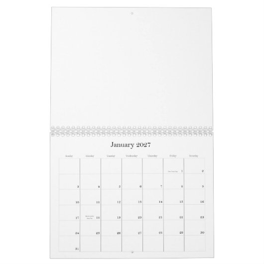 Schwarz & Wh Hintergrund in mehreren Farben auf ei Kalender (Jan 2027)