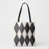 Schwarz. White Diamond Karo Harlequin Pattern Tasche (Vorderseite)