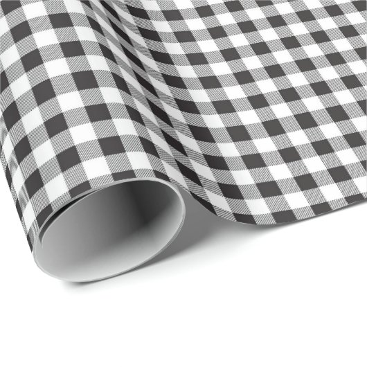 Schwarz | White Gingham Wrapping Paper Geschenkpapier (Rolleneckpunkt)