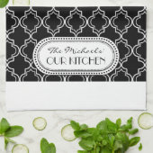 Schwarz | White Marokcan Trellis Monogram Geschirrtuch (Gefaltet)