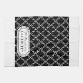 Schwarz | White Marokcan Trellis Monogram Geschirrtuch (Horizontal)