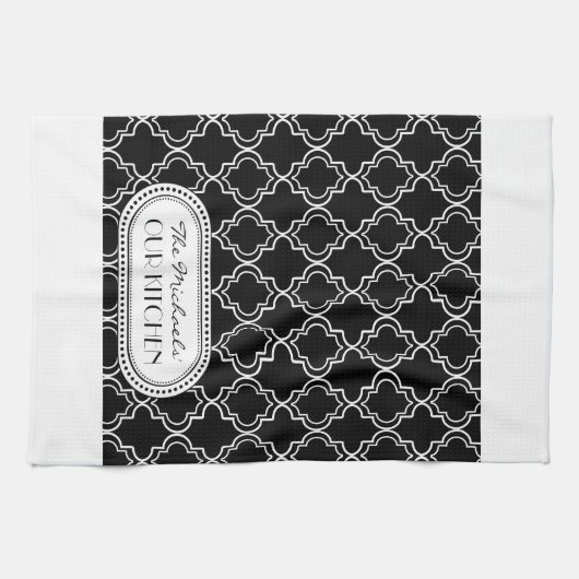 Schwarz | White Marokcan Trellis Monogram Geschirrtuch (Horizontal)