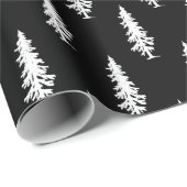 Schwarz | White Pine Trees Weihnachten | Urlaub Geschenkpapier (Rolleneckpunkt)