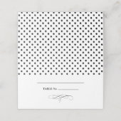 Schwarz | White Polka Dot Wedding Table Platzkarte (Außenseite Aufgefaltet)