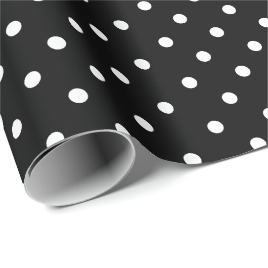 Schwarz | White Polka Dot Wrapping Paper Geschenkpapier (Rolleneckpunkt)