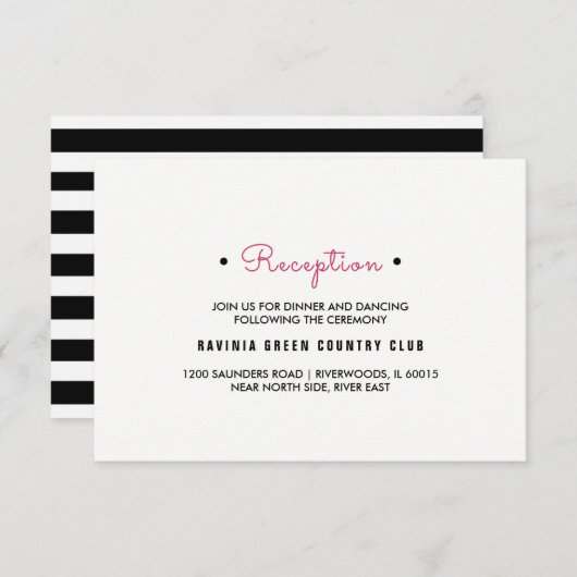 Schwarz | White Stripes Hochzeitskarten Einladung (Vorne/Hinten)