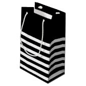 Schwarz | White Stripes Wedding Kleine Geschenktüte (Rückseite Schrägansicht)
