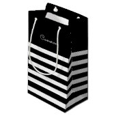 Schwarz | White Stripes Wedding Kleine Geschenktüte (Vorderseite Schrägansicht)