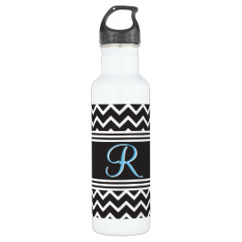 Schwarz | White Zickzack Gothic Zigzag Monogram Edelstahlflasche