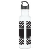 Schwarz | White Zickzack Gothic Zigzag Monogram Edelstahlflasche (Rückseite)