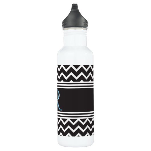 Schwarz | White Zickzack Gothic Zigzag Monogram Edelstahlflasche (Rechts)