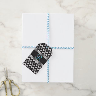 Schwarz White Zickzack Gothic Zigzag Monogram Geschenkanhänger