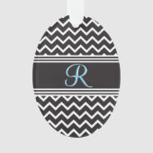 Schwarz | White Zickzack Gothic Zigzag Monogram Ornament (Vorderseite)