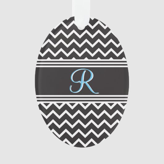 Schwarz | White Zickzack Gothic Zigzag Monogram Ornament (Vorderseite)