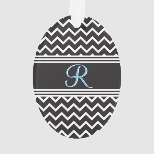 Schwarz | White Zickzack Gothic Zigzag Monogram Ornament (Rückseite)