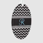 Schwarz | White Zickzack Gothic Zigzag Monogram Ornament (Vorderseite)