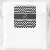 Schwarz | White Zickzack Gothic Zigzag Monogram Quadratischer Aufkleber (Tasche)