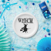 Schwarz-Wicked-Flying-Hexe Halloween Pappteller (Party)