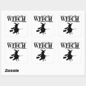 Schwarz-Wicked-Flying-Hexe Halloween Quadratischer Aufkleber (Blatt)