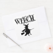 Schwarz-Wicked-Flying-Hexe Halloween Quadratischer Aufkleber (Umschlag)