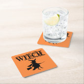 Schwarz-Wicked-Flying-Hexe Halloween Rechteckiger Pappuntersetzer (Vor Ort)