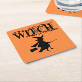 Schwarz-Wicked-Flying-Hexe Halloween Rechteckiger Pappuntersetzer (angewinkelt)