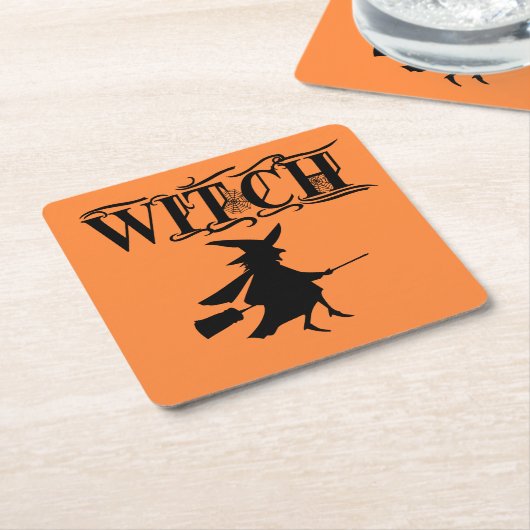 Schwarz-Wicked-Flying-Hexe Halloween Rechteckiger Pappuntersetzer (angewinkelt)