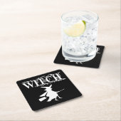 Schwarz-Wicked-Flying-Hexe Halloween Rechteckiger Pappuntersetzer (Vor Ort)