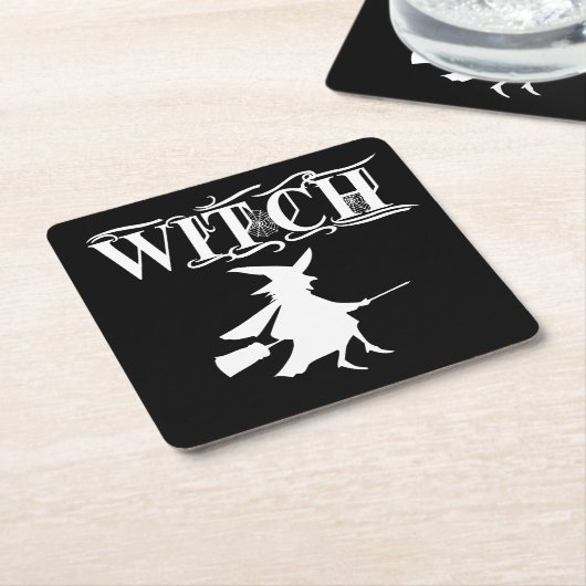 Schwarz-Wicked-Flying-Hexe Halloween Rechteckiger Pappuntersetzer (angewinkelt)
