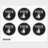 Schwarz-Wicked-Flying-Hexe Halloween Runder Aufkleber (Blatt)