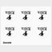 Schwarz-Wicked-Flying-Hexe Halloween Runder Aufkleber (Blatt)