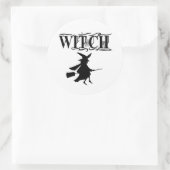 Schwarz-Wicked-Flying-Hexe Halloween Runder Aufkleber (Tasche)