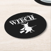 Schwarz-Wicked-Flying-Hexe Halloween Runder Pappuntersetzer (Angewinkelt)