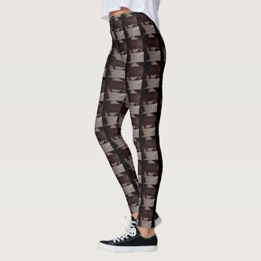 Schwarz, wiederholt geometrisch, Streifen oder Dre Leggings (Links)