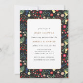 Schwarz-Wildblume-Rahmen-Kinderdusche Einladung (Vorderseite)