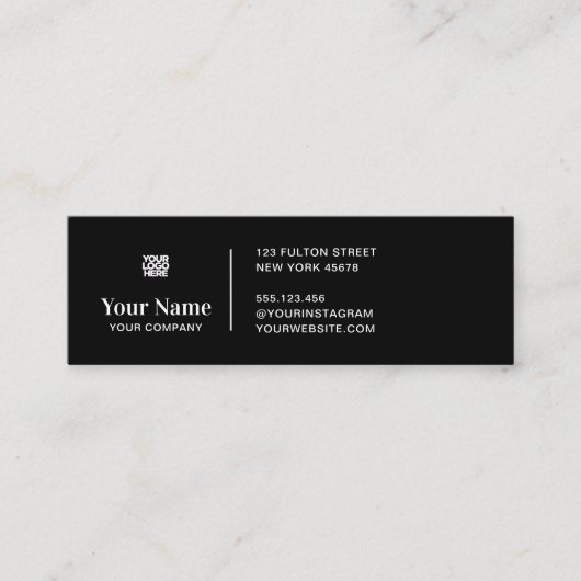 Schwarz winziges Firmenlogo, einfach, modern minim Mini Visitenkarte (Vorderseite)