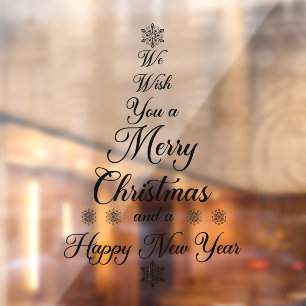 Schwarz Wir wünschen Ihnen ein frohes Weihnachtsfe Fensteraufkleber