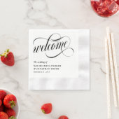 Schwarz-Wirbel-Script-Hochzeit Serviette (Beispiel)