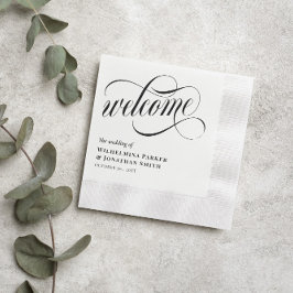 Schwarz-Wirbel-Script-Hochzeit Serviette