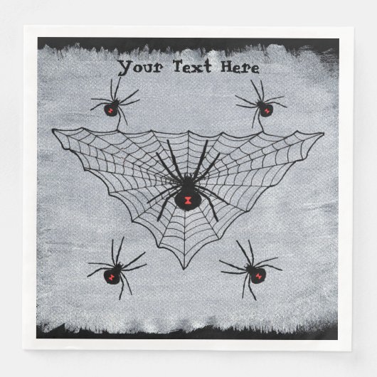 Schwarz-Witwe-Spinnen im Web-Raged White Serviette (Vorderseite)