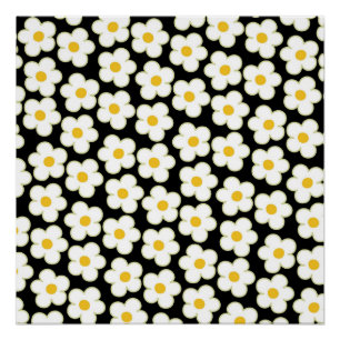 Schwarz Y2K Fett Wildblume Lebhafte Frühlingskunst Poster