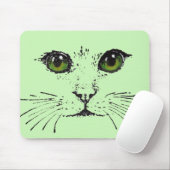 Schwarz Zeichnend Gesicht der Katzengelben Augen Mousepad (Mit Mouse)