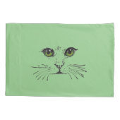 Schwarz zeichnend Katzengesicht Helle grüne Augen Kissenbezug (Rückseite-Links)