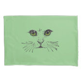 Schwarz zeichnend Katzengesicht Helle grüne Augen Kissenbezug (Vorderseite-Links)